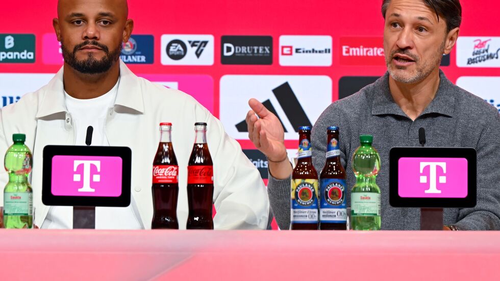 Bayern-Coach Vincent Kompany (l) war zufrieden, BVB-Coach Niko Kovac nicht. Bayern-Coach Vincent Kompany (l) war zufrieden, BVB-Coach Niko Kovac nicht.