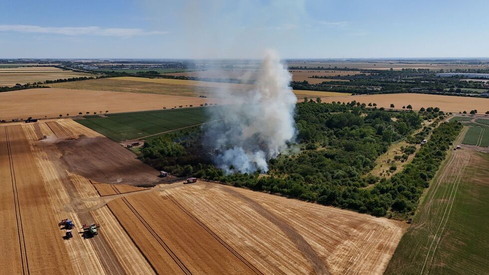Von dem Waldbrand aus stieg eine größere Rauchwolke auf. Von dem Waldbrand aus stieg eine größere Rauchwolke auf.