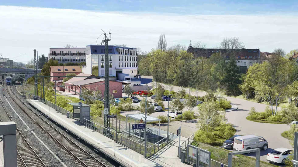Eine weitere Visualisierung der Aldi-Pläne für den früheren Bahnhof Connewitz in Leipzig.