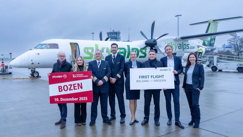 Die Südtiroler Fluggesellschaft SkyAlps hat die Flugverbindung zwischen Dresden und Bozen aufgenommen Die Südtiroler Fluggesellschaft SkyAlps hat die Flugverbindung zwischen Dresden und Bozen aufgenommen