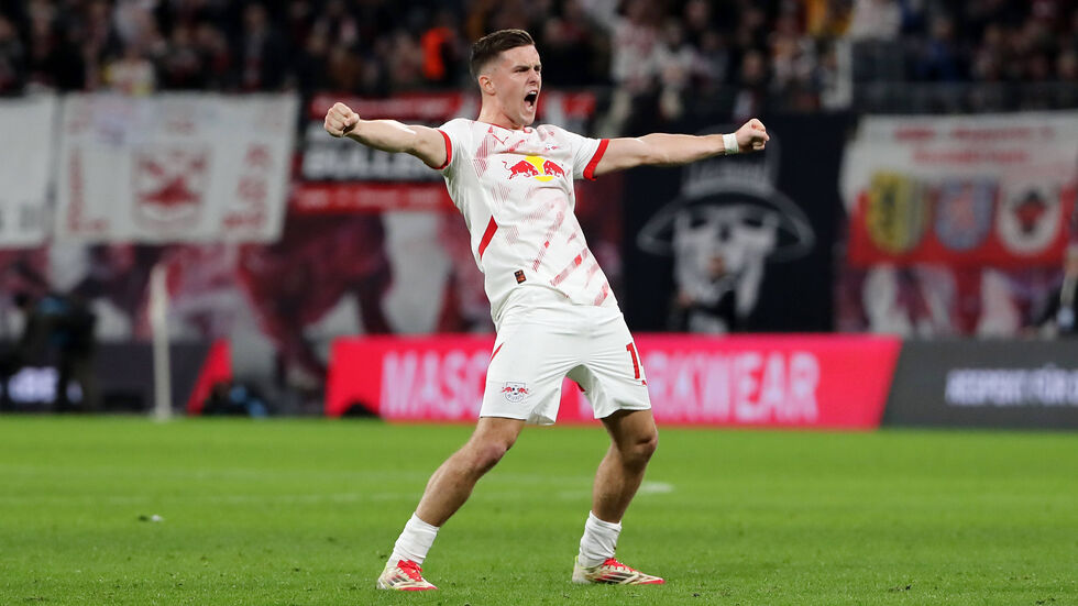 Christoph Baumgartner jubelt nach dem Ausgleich zum 2:2 