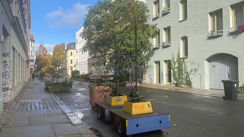 Die mobilen Grünflächen sollen die Straße aufwerten. Die mobilen Grünflächen sollen die Straße aufwerten.
