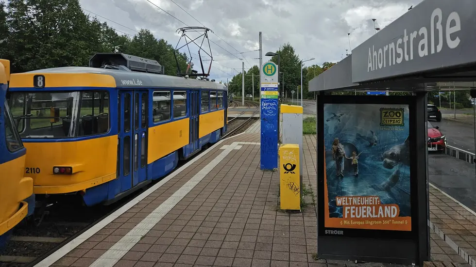 Hier auf der Heiterblickallee in Leipzig (Haltestelle Ahornstraße) wurde die Seniorin überfallen. Hier auf der Heiterblickallee in Leipzig (Haltestelle Ahornstraße) wurde die Seniorin überfallen.
