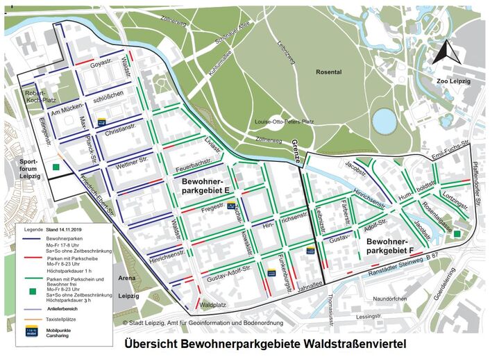 Übersicht Anwohnerparken im Waldstraßenviertel