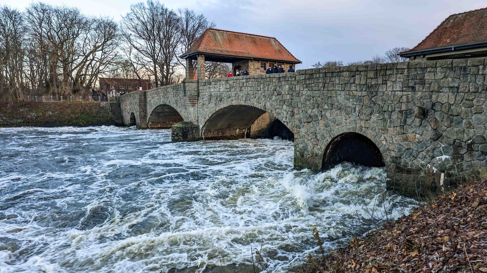 Das Hochwasser trifft auch die Weiße Elster in Leipzig. Am Elsterbecken nahe des Stadtzentrums ist am Dienstagnachmittag ein leicht erhöhter Pegelstand zu bemerken.