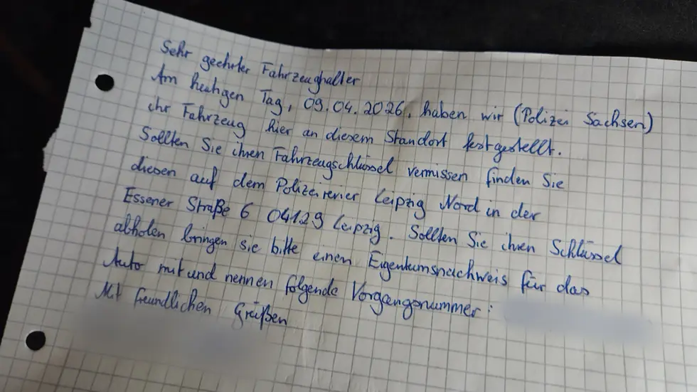 Die Polizei Sachsen hat sogar einen netten Brief hinterlassen.