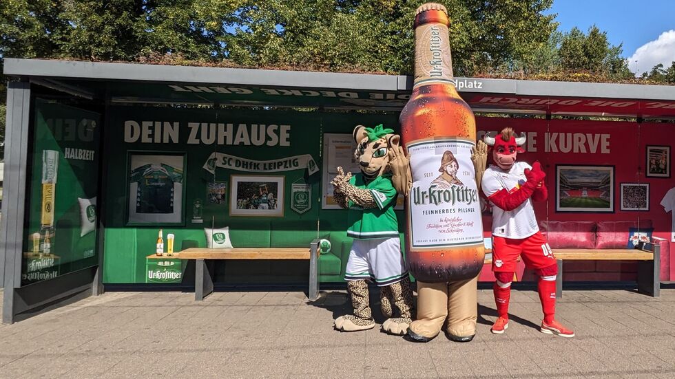 Die neue Fan-Haltestelle von Ur-Krostitzer am Waldplatz unweit von Arena und Stadion.